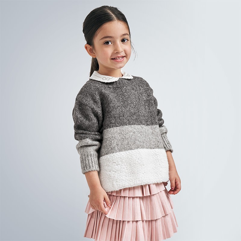 Sweter w paski dla dziewczynki Mayoral 4348-29 Ołowiany
