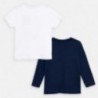 Komplet koszulek bawełnianych dla chłopców Mayoral 3076-91 Biała/granat