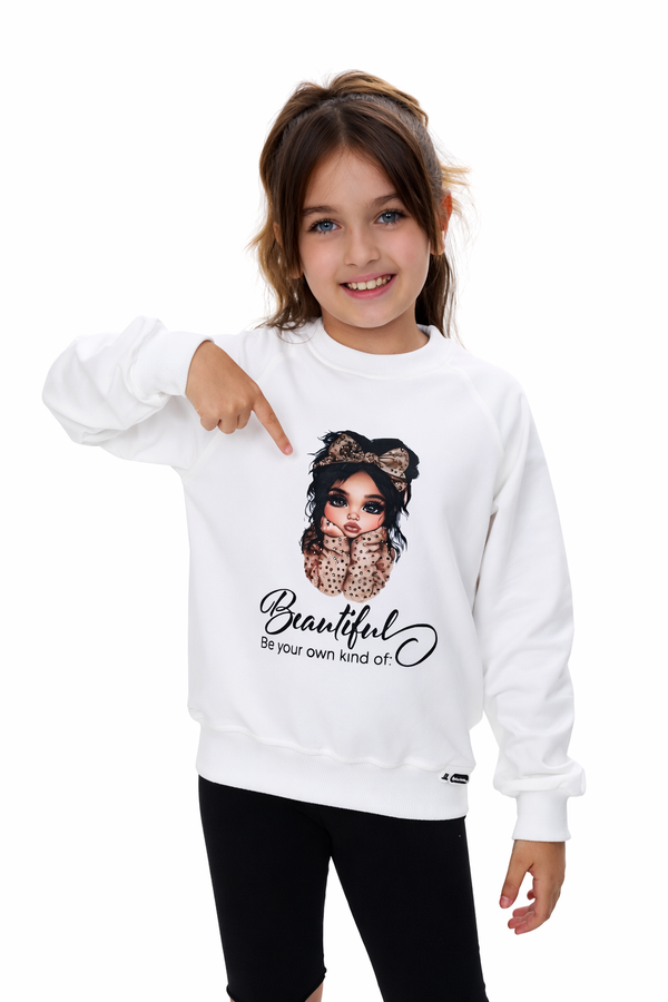 Bluza dziewczęca kremowa z cyrkoniami La Loca 1610-30126-28