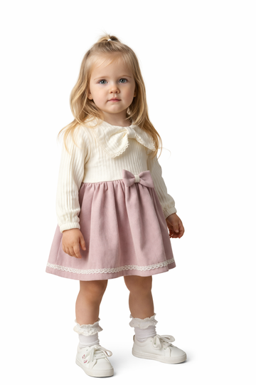 Sukienka kokardka dziewczęca beż Bebedexs 1760-31126-1