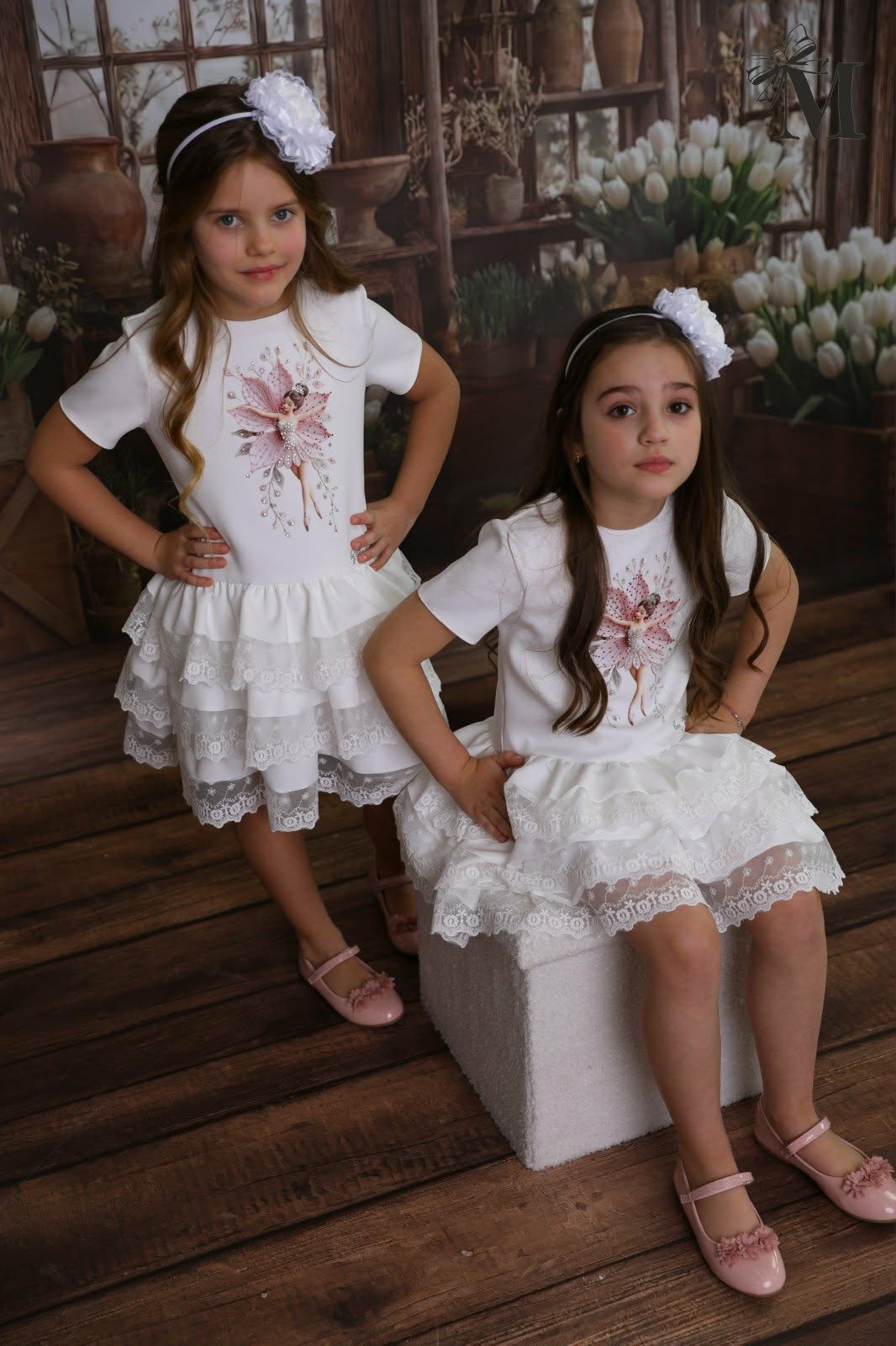 Sukienka baletnica dziewczęca kremowa MałaMi 1878-5326-28