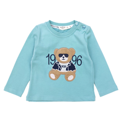 Boy's cotton blouse with teddy bear mint Breeze 21143-191024-32