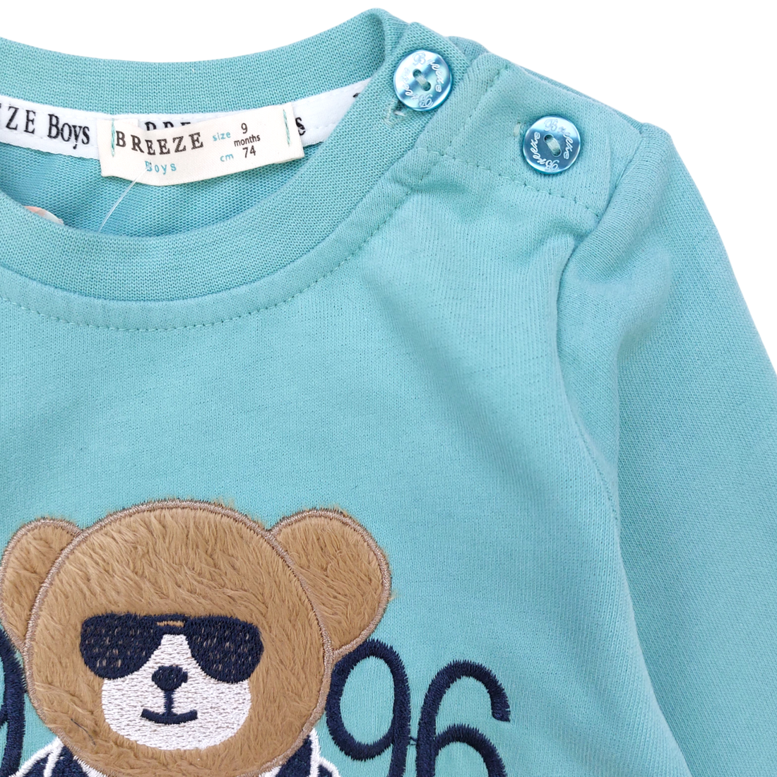 Boy's cotton blouse with teddy bear mint Breeze 21143-191024-32