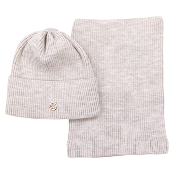 Set of hat and scarf for girls, light beige, Grans BC24-41124-61