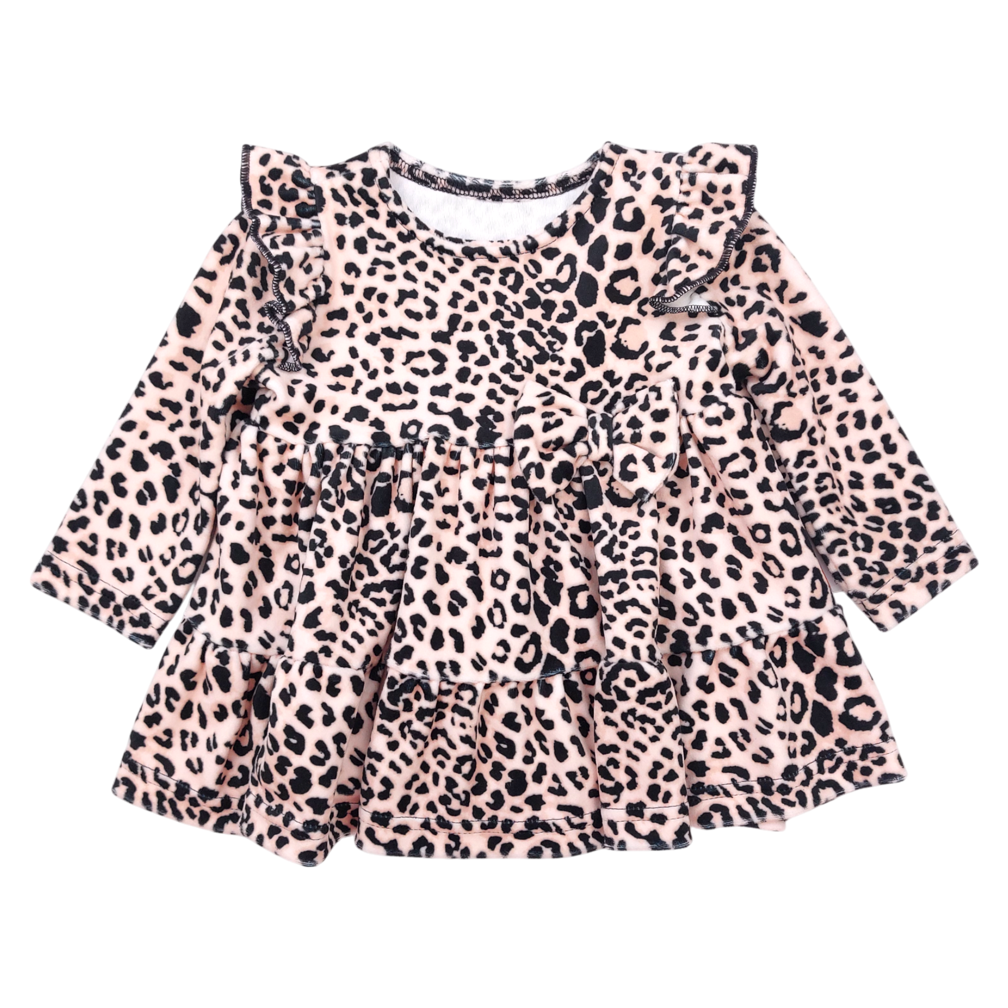 Girls' velvet leopard dress beige Mona 134-151124-1