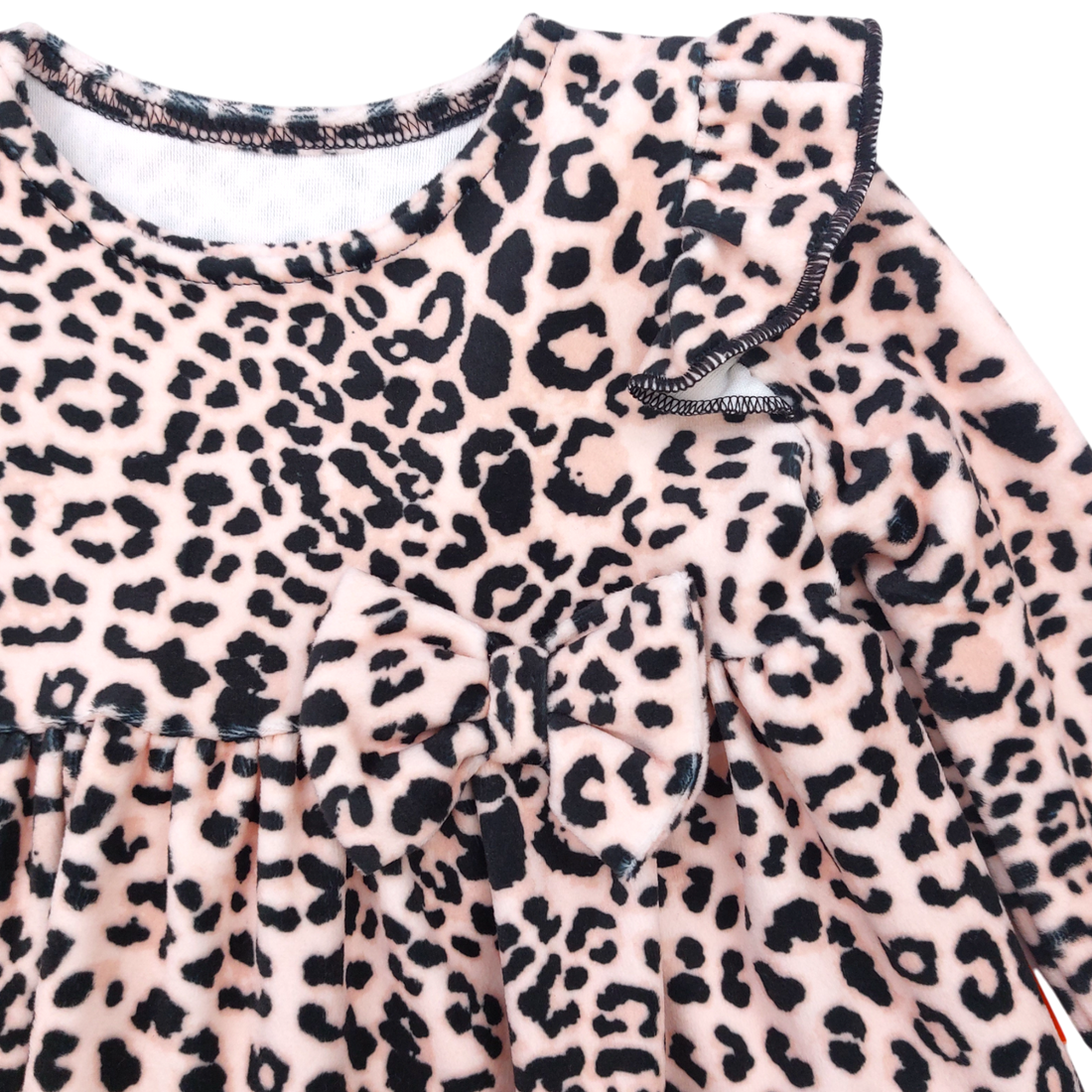 Girls' velvet leopard dress beige Mona 134-151124-1