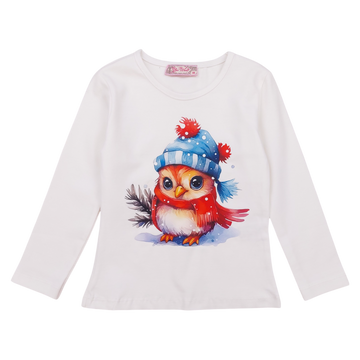 Christmas blouse Owl girl cream Your Word 50122-271124-28