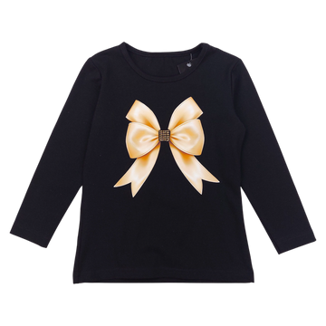 Bluzka kokarda dziewczęca czarny Milbo 133-151124-14