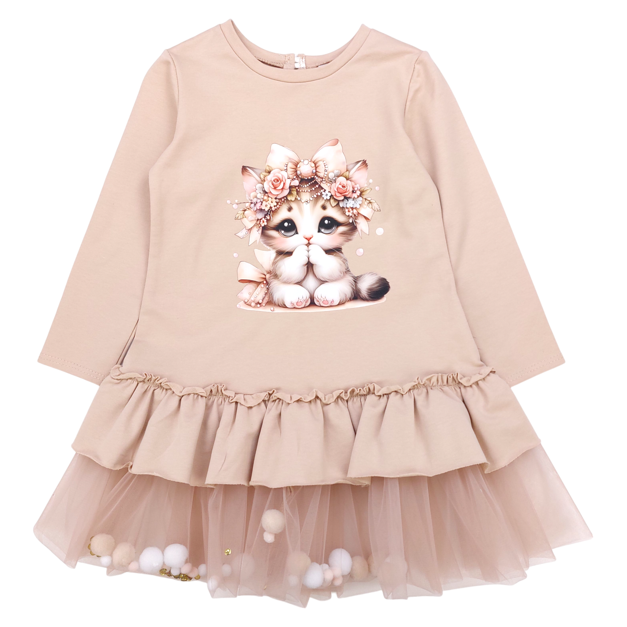 Dress Kitten bubbles girls beige Guliwerkids 12997-161224-1