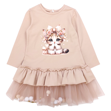 Dress Kitten bubbles girls beige Guliwerkids 12997-161224-1