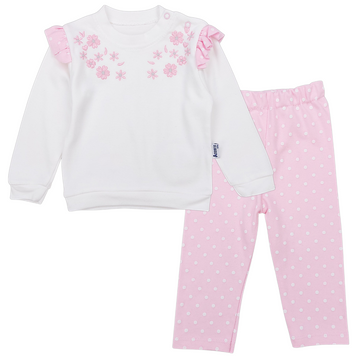 Cotton set with embroidery girly pink Annora 720-7125-40