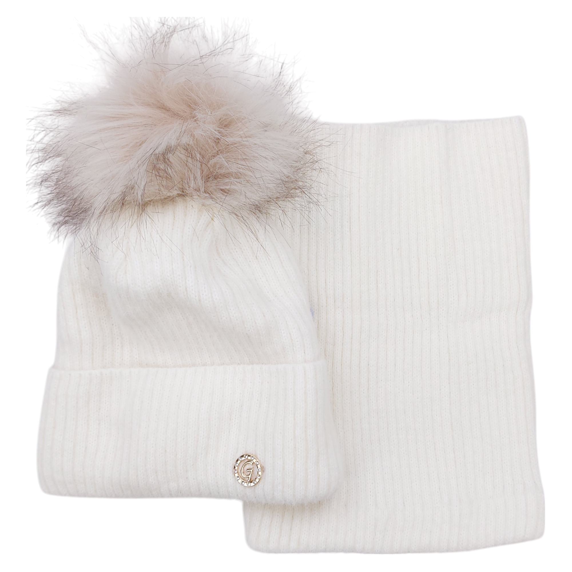 Set of hat with snood for girls cream Grans K-33-151124-28