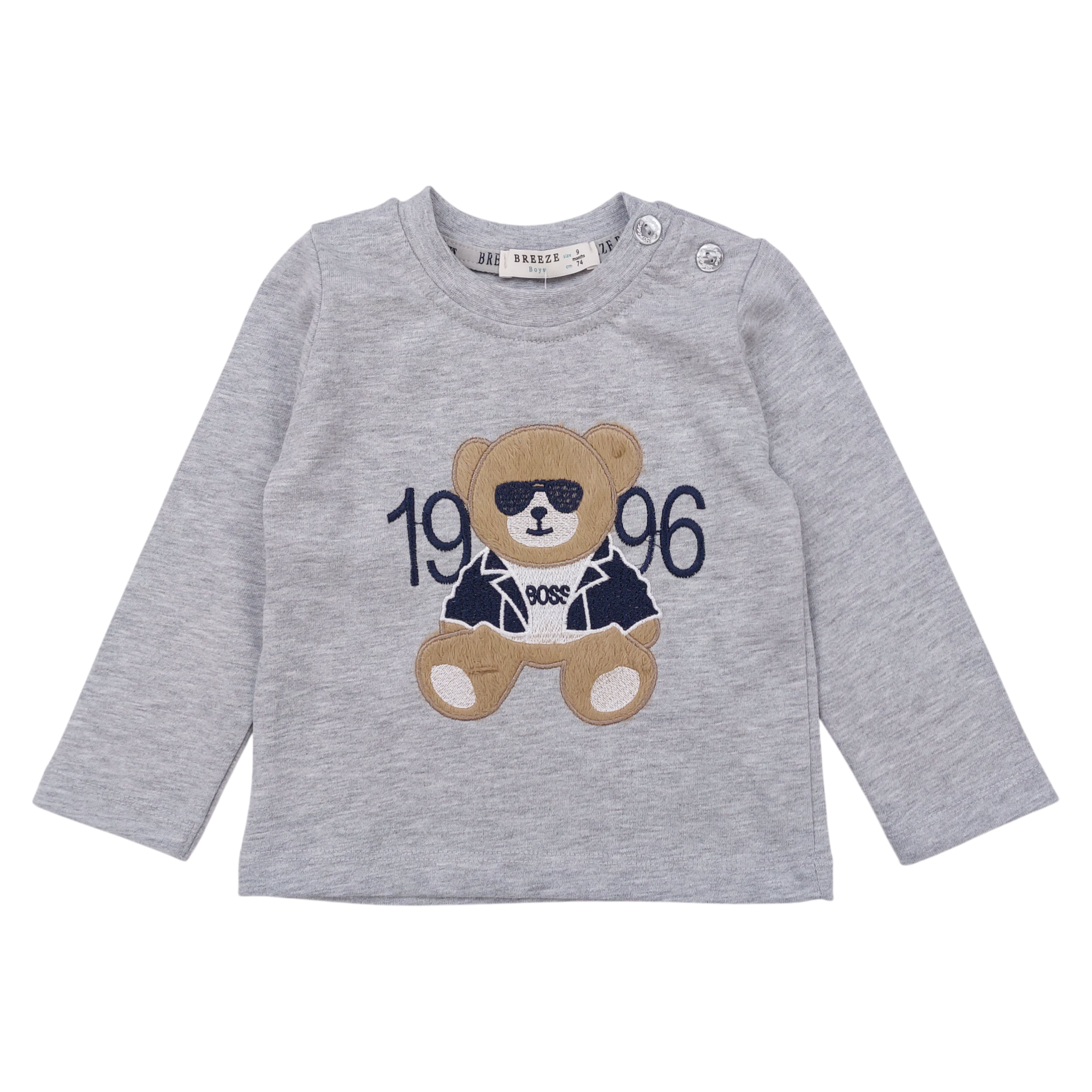 Boy's Teddy Bear Blouse Gray Breeze 21143-7125-42