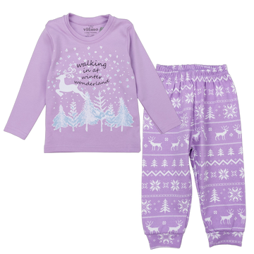 Christmas reindeer pajamas for girls purple Vitmo 36056-271124-20