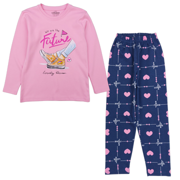 Heart pajamas for girls pink Vitmo 36254-271124-40