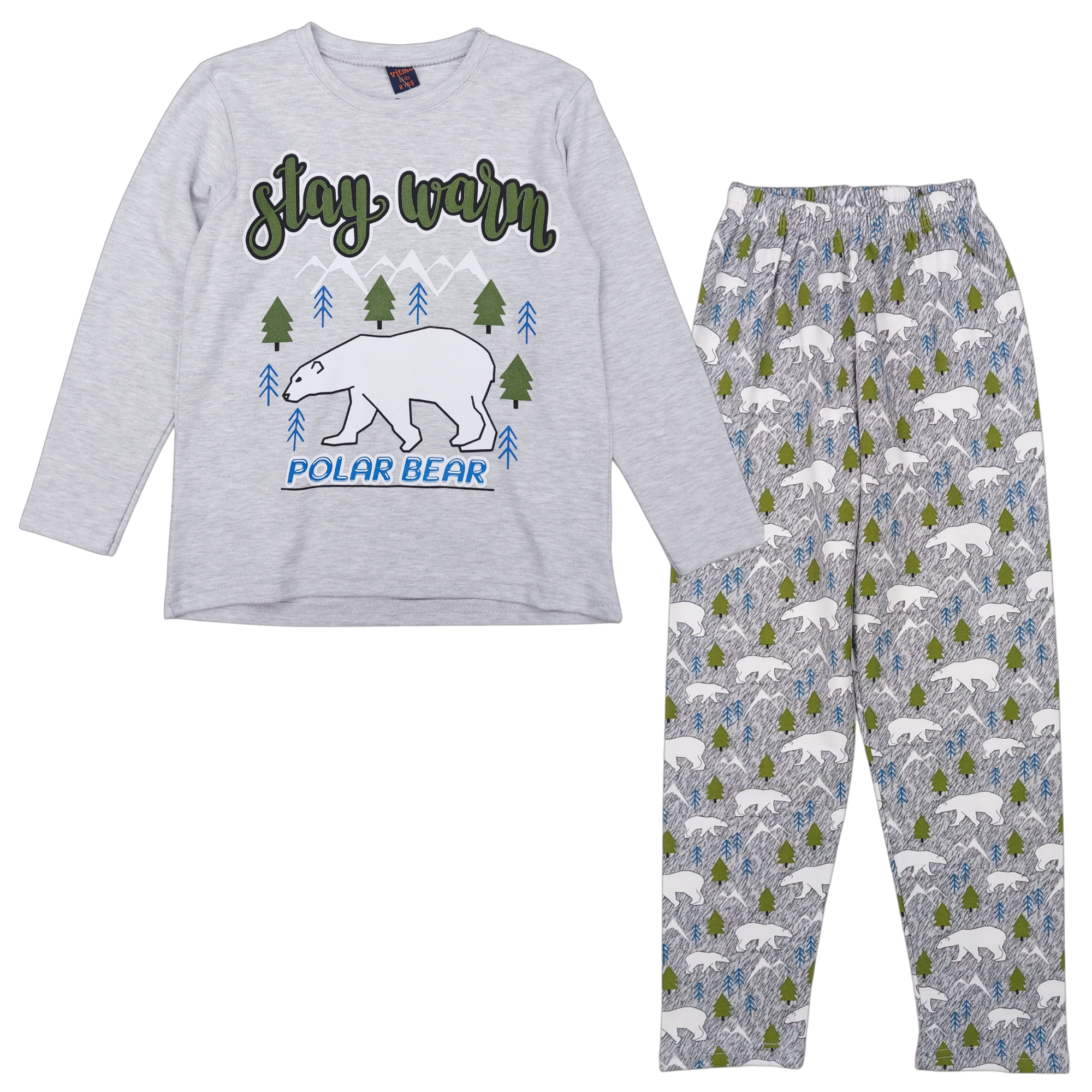 Boy's Christmas tree pajamas, ash, Vitmo 26873-271124-37