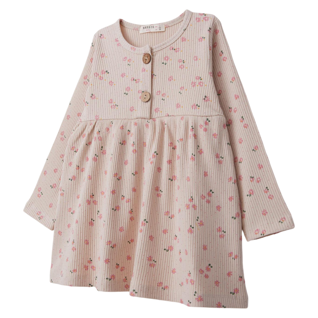 Girls' cotton stripe dress beige Breeze 20847-161024