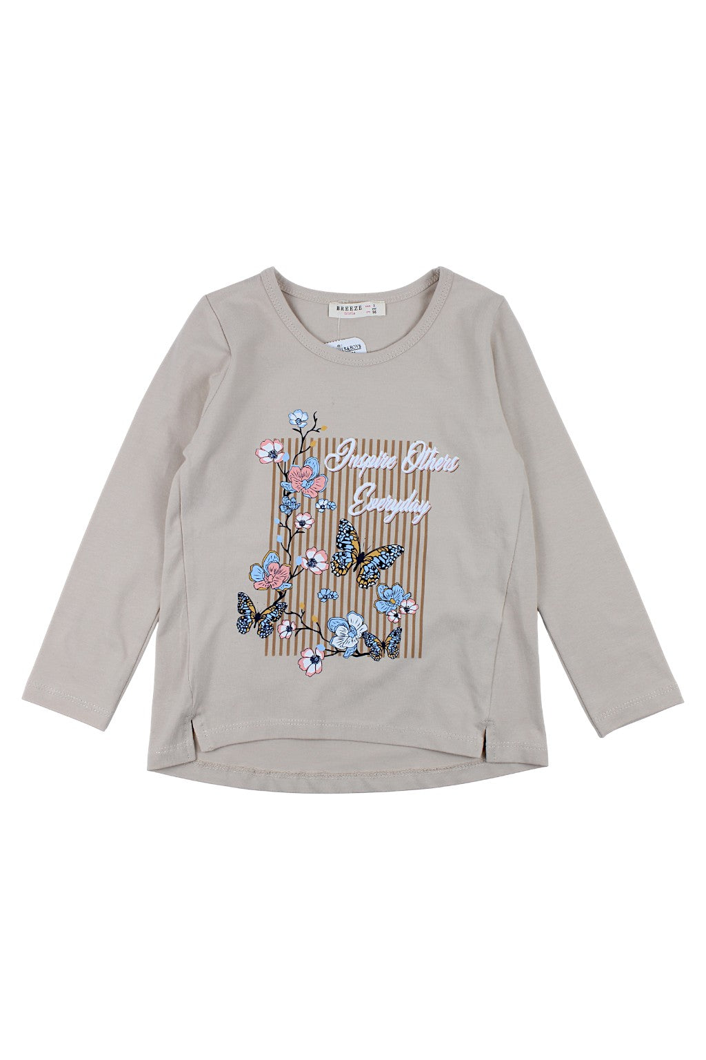 Bluzeczka kwiaty i motyle dziewczęca beż Breeze 21054-20825-1