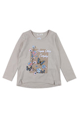 Bluzeczka kwiaty i motyle dziewczęca beż Breeze 21054-20825-1