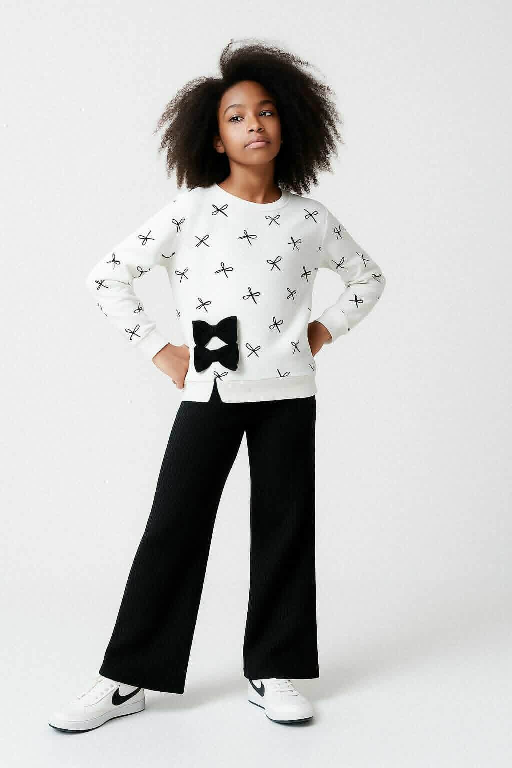 komplet z kulotami kokardki dziewczęcy krem Breeze 22149-161225