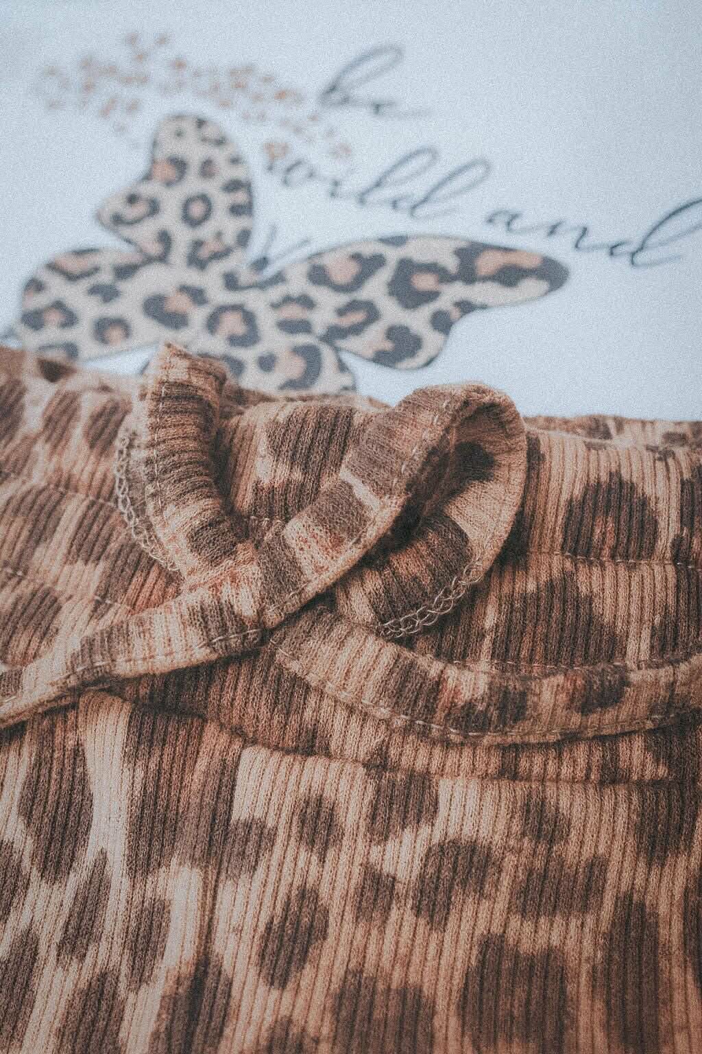 Komplet szwedy w panterkę dziewczęcy krem Breeze 22274-21225