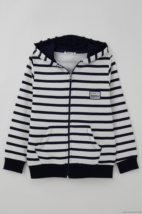 Bluza rozsuwana w paski dziewczęca granat Breeze 23218-3926-23