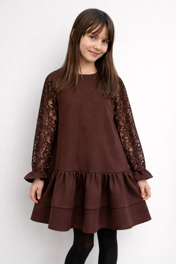 Sukienka koronka dziewczęca czekolada Nando 2347-121225