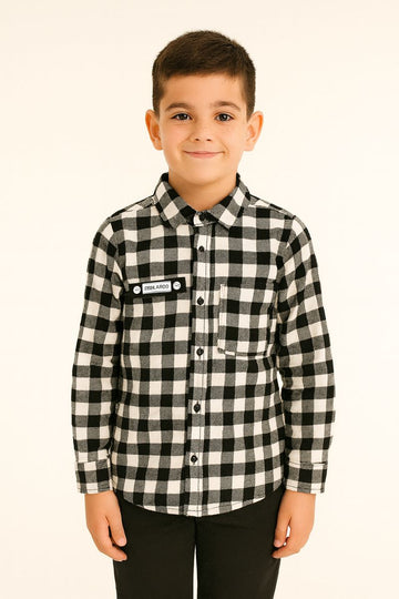 Koszula sportowa krata chłopięca czarny Kada 2332-111225