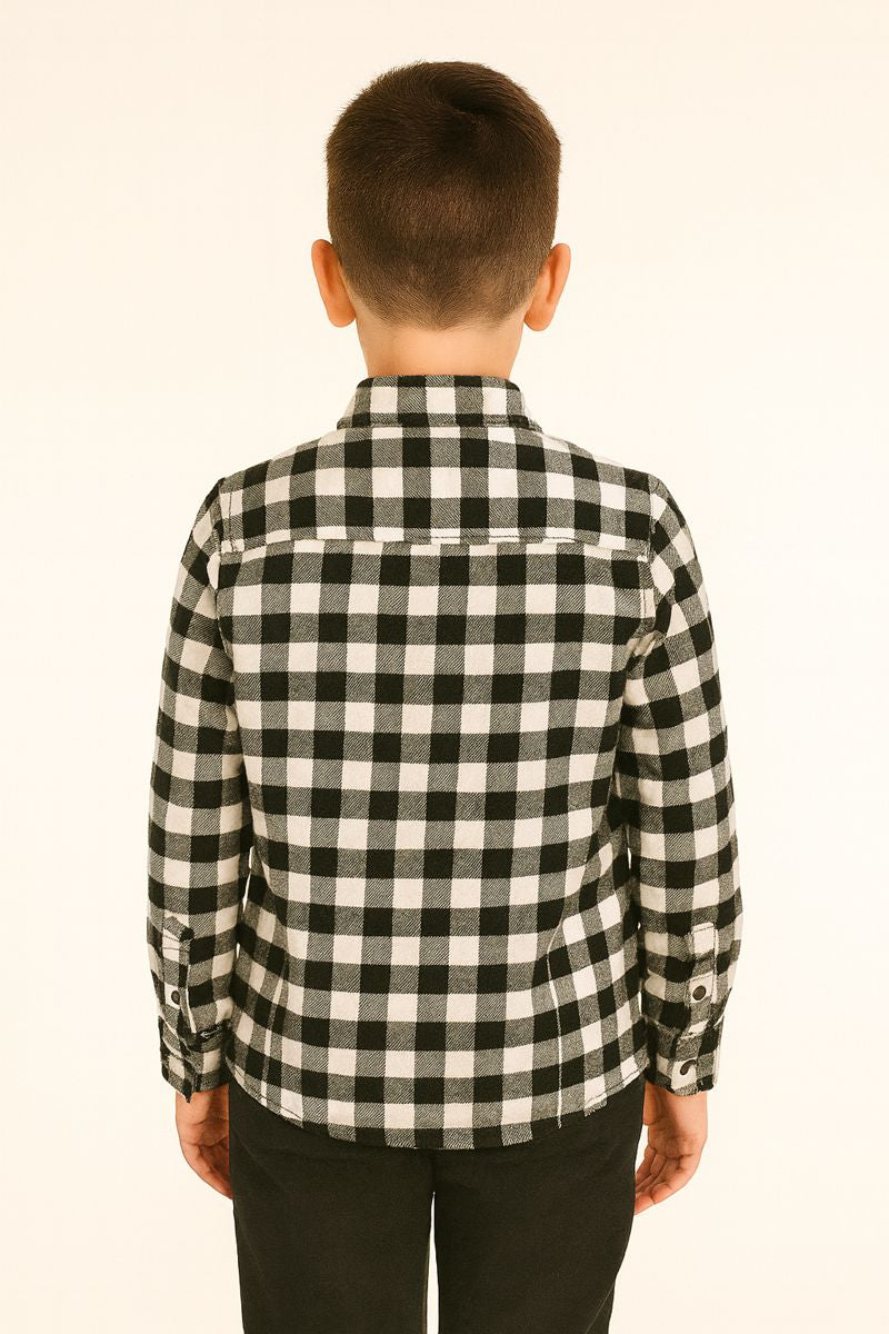 Koszula sportowa krata chłopięca czarny Kada 2332-111225