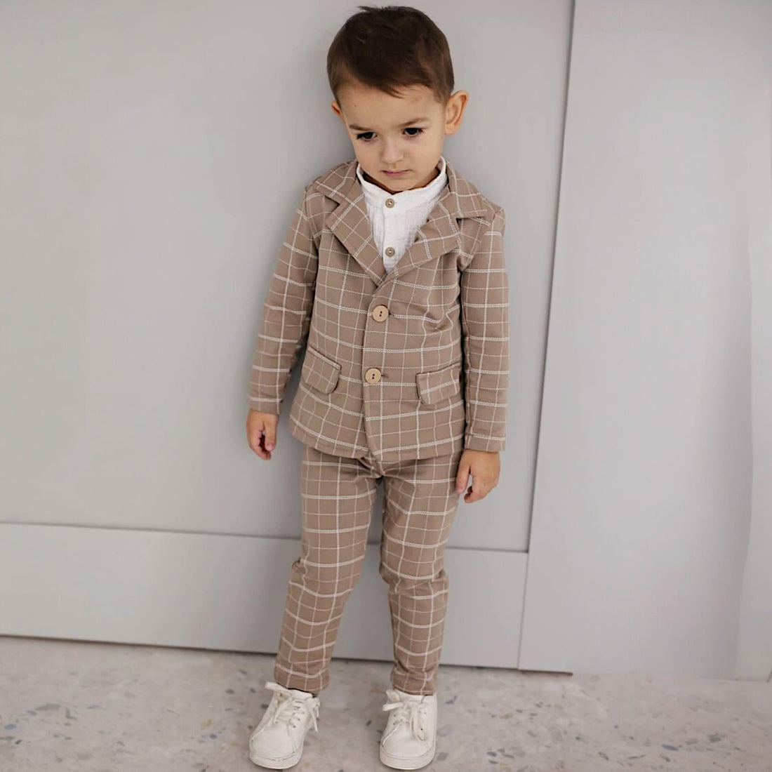 Spodnie w kratkę beżowe Royal Kids 2821-6525-1