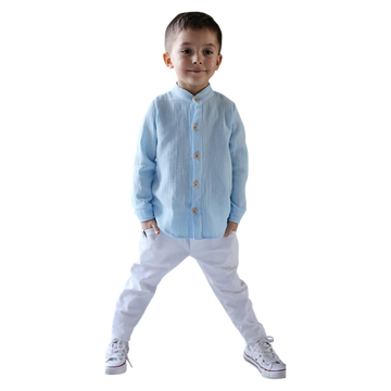 Koszula muślinowa chłopięca niebieska Royal Kids 2822-6525-35