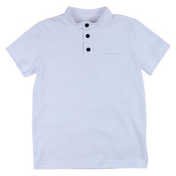 Lacoste boy's white Mimi stand-up collar T-shirt 2825-6525-3