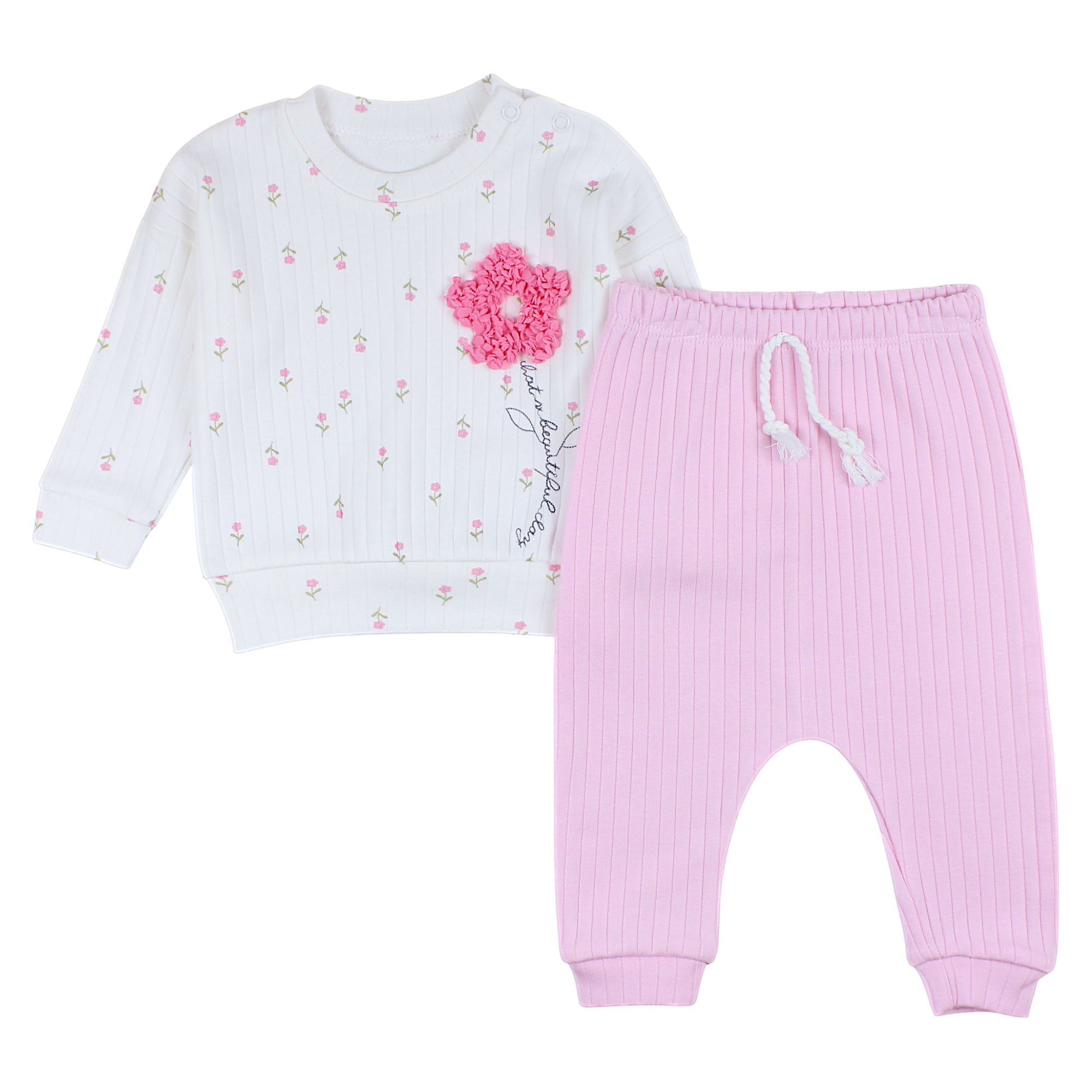 Cotton striped set for girls pink Anilco baby 24-30924-16525-40
