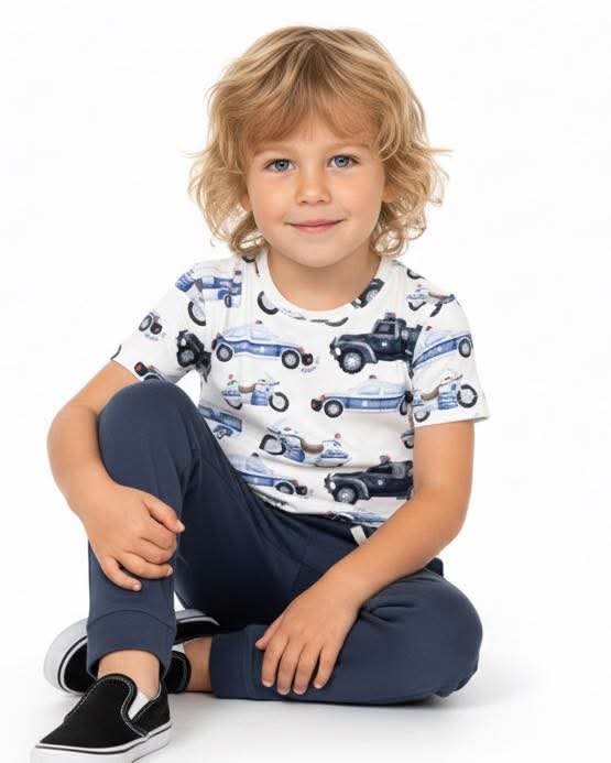 Koszulka policja chłopięca niebieska Chrisma Kids 3140-12226