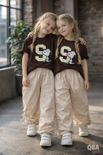 Spodnie dziewczęce beżowe Qbakids 3155-25226