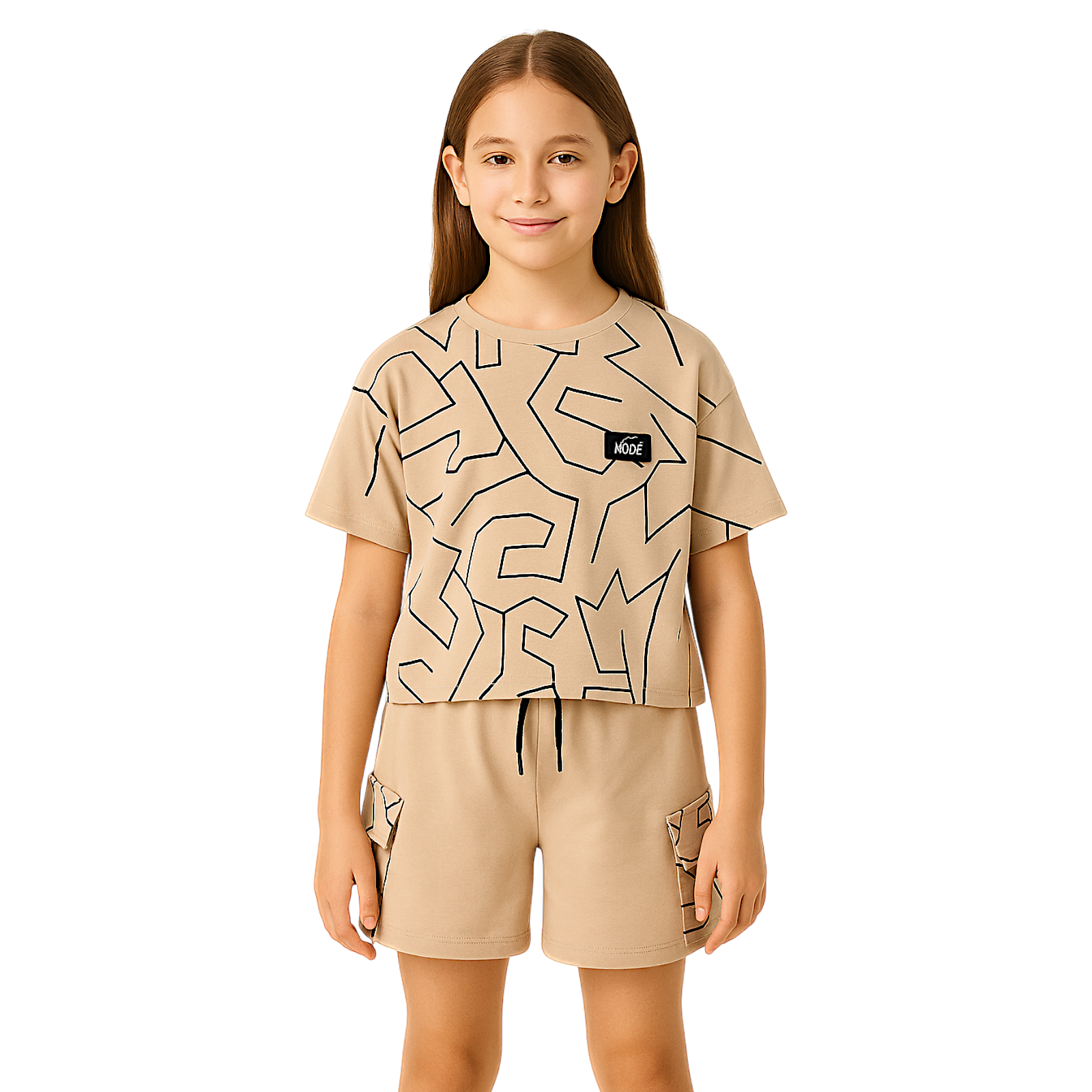 Komplet sportowy dziewczęcy beżowy Myron Kids 3173-30525