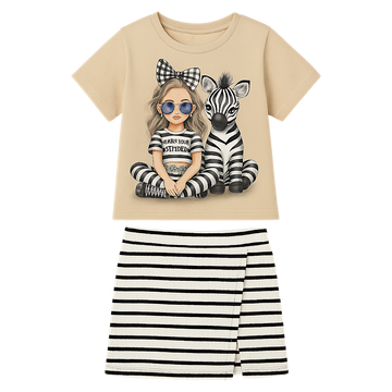 Komplet spódnico-spodenki dziewczęcy beż zebra Pamtime 3424-30525-1