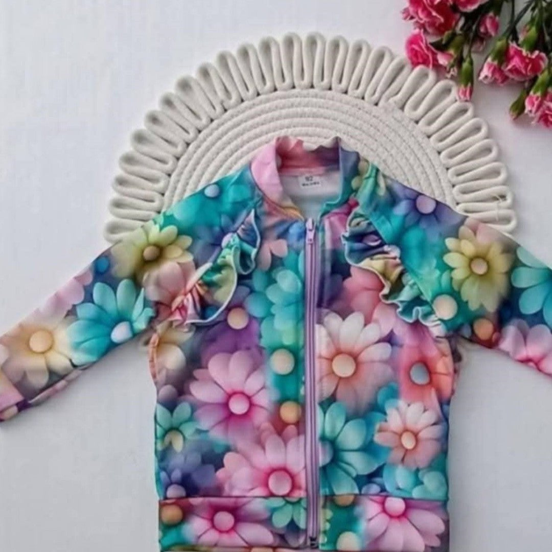 Bluza rozsuwana kwiaty dziewczęca różowa Guliwerkids 3906-15425-40