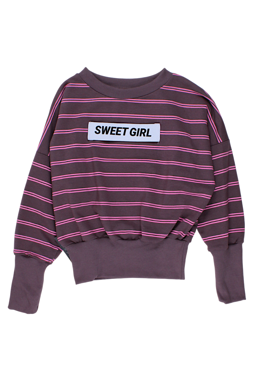 Bluza dziewczęca w paski brązowa Kreizik 4117-28825-4