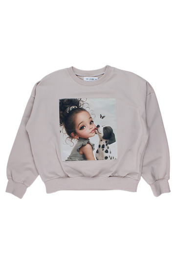 Bluza ekran dziewczynka z pieskiem dziewczęca beż Guliwerkids 4121-28825-1
