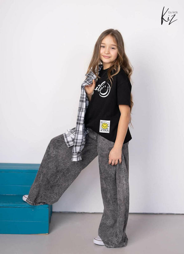 Spodnie jeans klin dziewczęce czarny Kiz 4173-20326