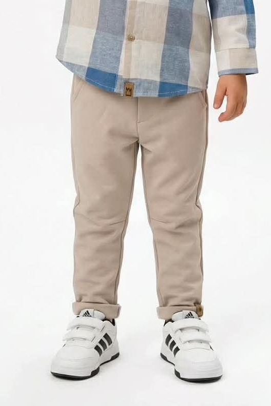 Spodnie eleganckie z Lacosty chłopięce jasny beż Mimi 4177-21326-61