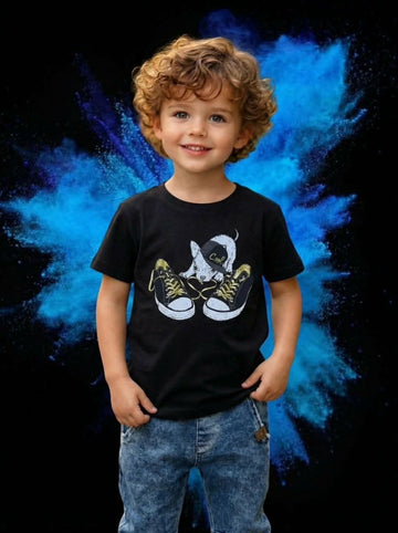 T-shirt trampki chłopięca czarny Mimi 4184-21326