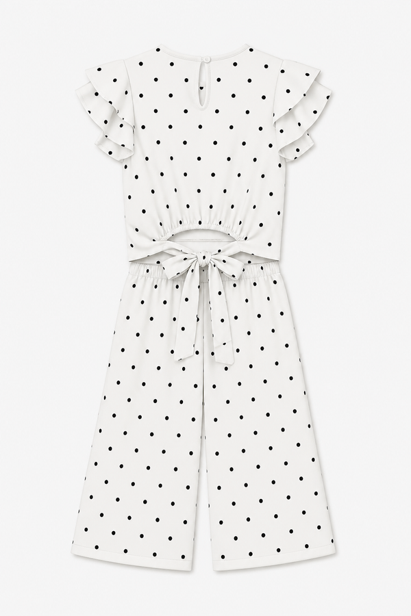 Komplet elegancki dziewczęcy krem w groszki Nando 5155-22426-28