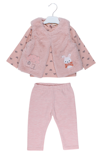 Komplet 3 części dziewczęcy różowy Baby Rose 7851-11925