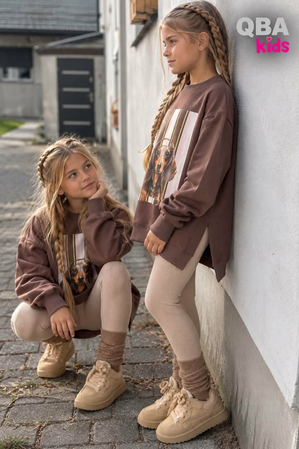 Getry prążkowane dziewczynka beżowy QbaKids 9117-18926-1