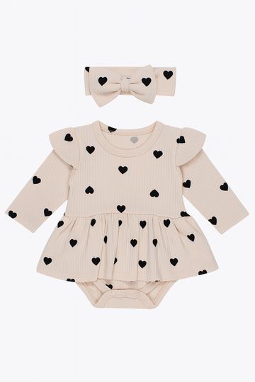 Sukienko-body z opaską dziewczęce beż Murat Baby 9667-16725