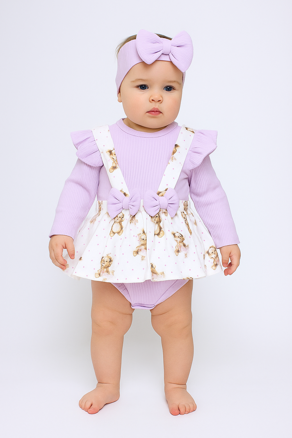 Body spódniczka i opaska dziewczęce lila Murat Baby 9669-5625-29