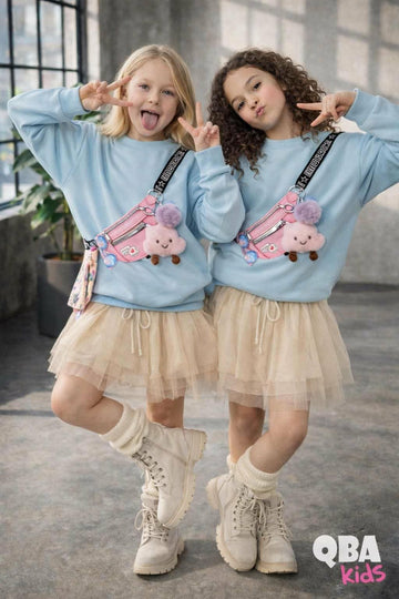 Bluza nerka z brelokiem dziewczęca niebieski Qba kids 3137-5226