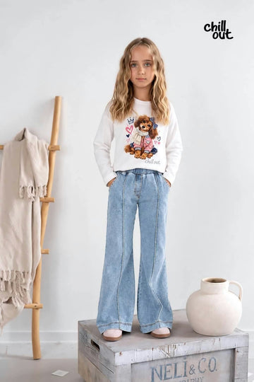Bluzka kremowa dziewczęca z pieskiem i serduszkiem Chillaut 9605-151026-28
